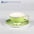 Pintura Verde Patrón Natural Tazas De Café Impreso Personalizado Y Saucers Set